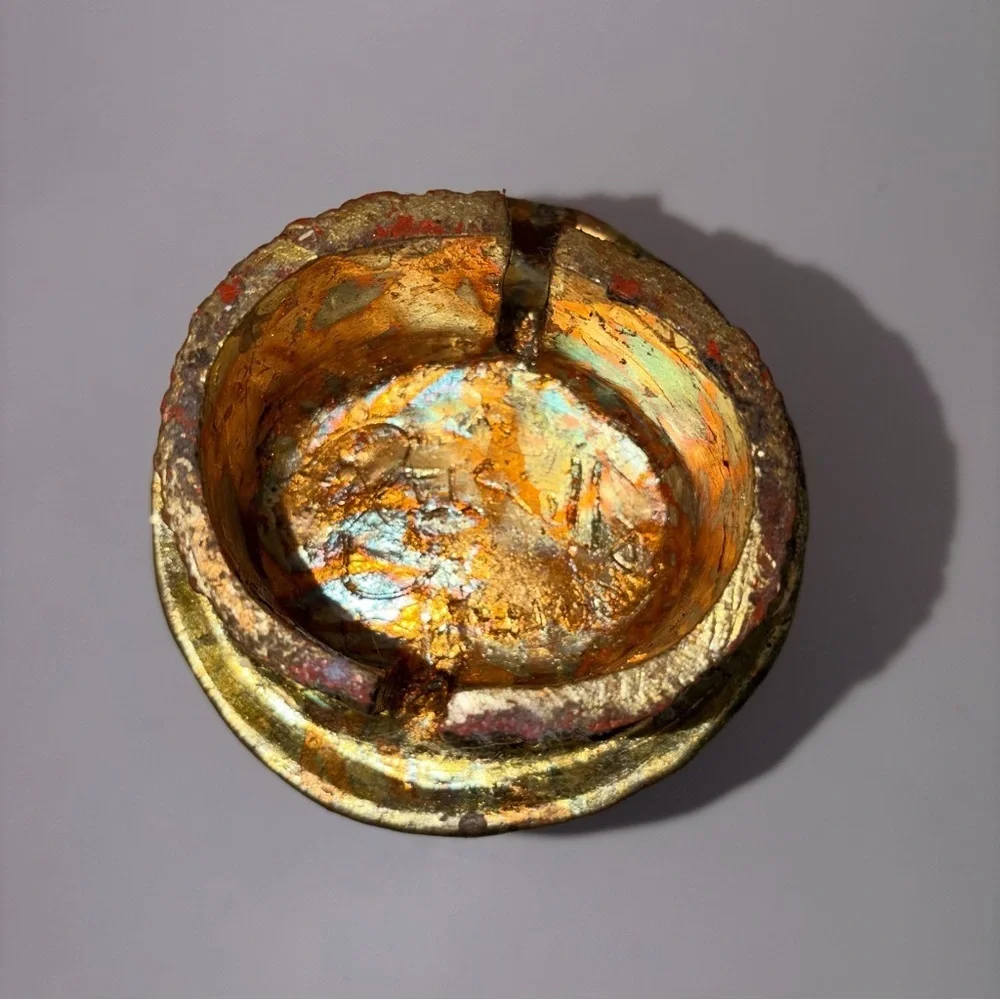 Handmade 20th Century Gold Textured Ceramic Vase | Sculptural Artisan Pottery